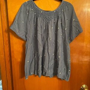 Old Navy Blue (Chambray) Embroidered Blouse